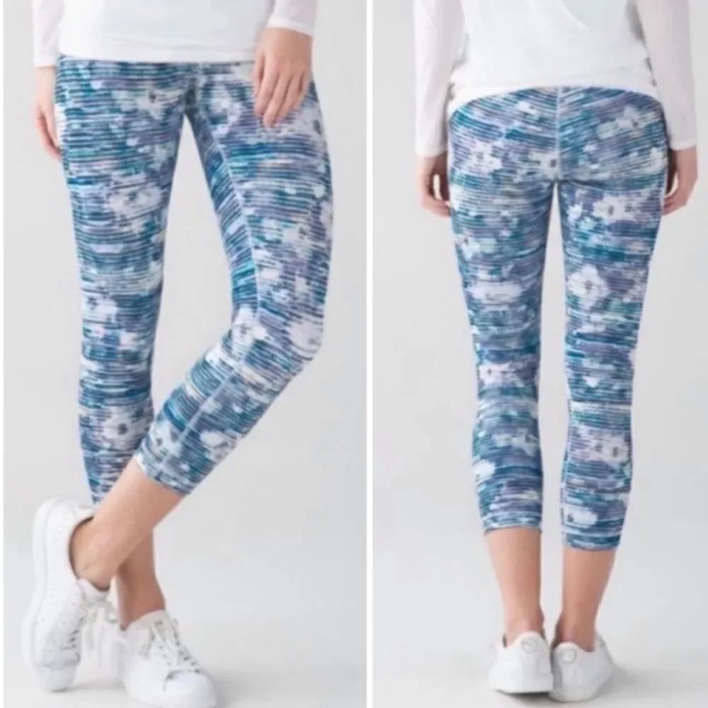 Lululemon Wunder Under Hi Rise Legging Blurry Belle Multi Stripe Blue
